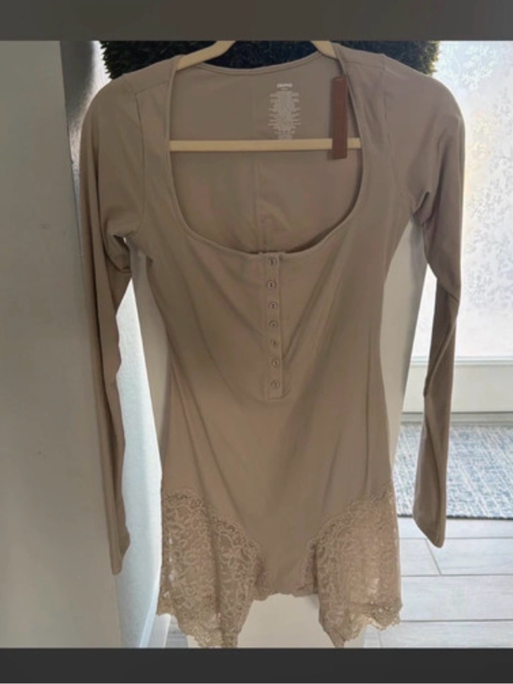 Skims Fits Everybody Lace Long Sleeve Onesie